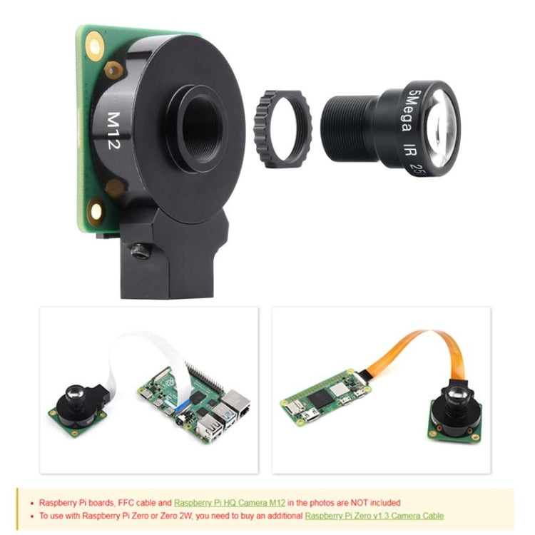 Waveshare WS0202505 For Raspberry Pi M12 Camera Lens ,5MP, 25mm Focal Length,Large Aperture,24054 - free shipping - PMC TechLife - Order now!