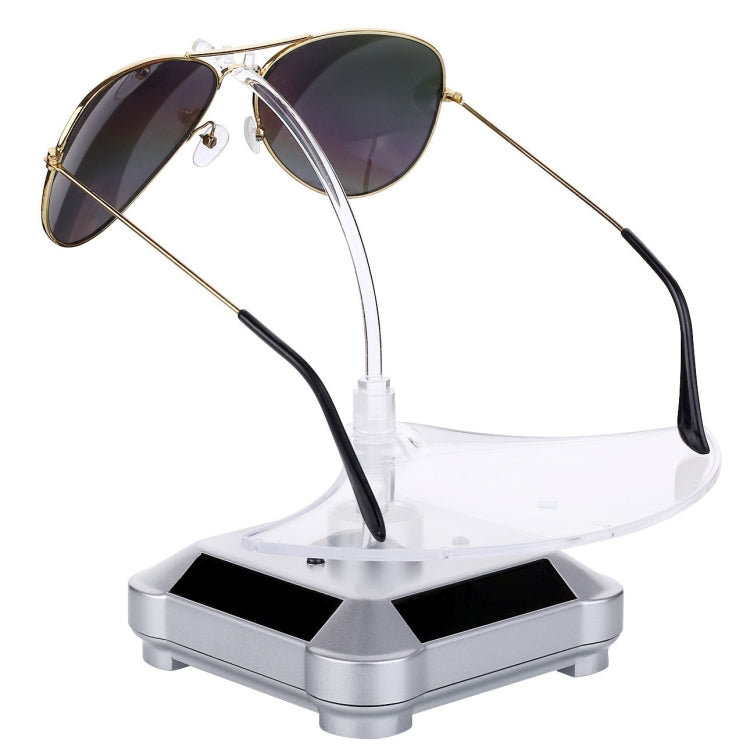 Solar 360 Degree Rotating Turntable Colorful Lights Glasses Display Stand(Silver) - free shipping - PMC TechLife - Order now!