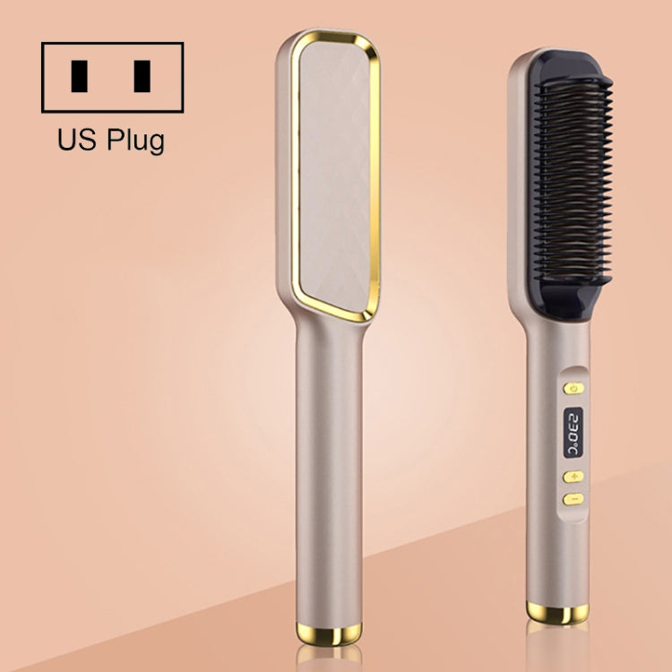 ZF-888 60W Dual-Purpose Splint Electric Curling Comb For Straight Hair And Curly Hair US Plug(Champagne) - free shipping - PMC TechLife - Order now!