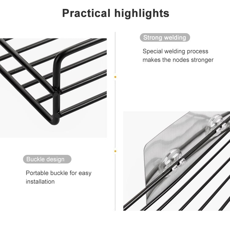 Wrought Iron Bathroom Shelf Wall Mounted Free Punch Toilet Rack(Black) - Shelves by PMC TechLife | Online Shopping South Africa | PMC TechLife | Buy Now Pay Later Mobicred