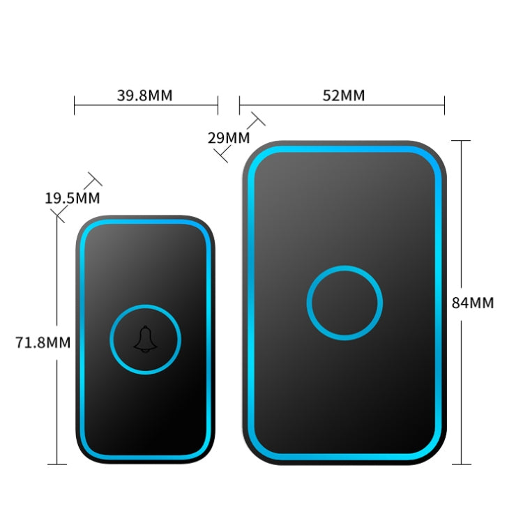 CACAZI A78 Long-Distance Wireless Doorbell Intelligent Remote Control Electronic Doorbell, Style:US Plug(Elegant Black) - Wireless Doorbell by CACAZI | Online Shopping South Africa | PMC TechLife | Buy Now Pay Later Mobicred
