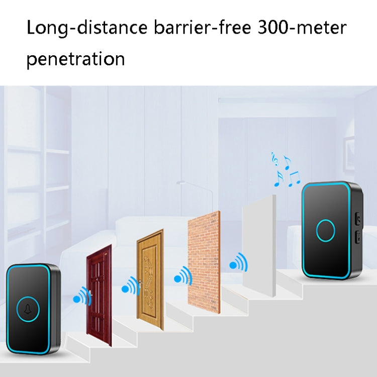 CACAZI A78 Long-Distance Wireless Doorbell Intelligent Remote Control Electronic Doorbell, Style:UK Plug(Elegant Black) - Wireless Doorbell by CACAZI | Online Shopping South Africa | PMC TechLife | Buy Now Pay Later Mobicred