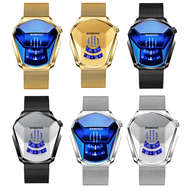BINBOND Locomotive Concept Watch Men Live Black Technology Watch(White Net Belt-White Steel-White Face) - free shipping - PMC TechLife - Order now!
