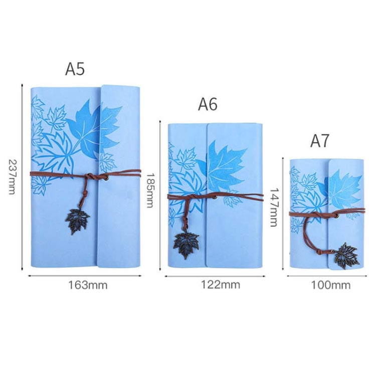 A5 PU Maple Retro Straps Handbook Loose-leaf Notebook(Light Blue) - Notebooks by PMc TechLife | Online Shopping South Africa | PMc TechLife | Buy Now Pay Later Mobicred