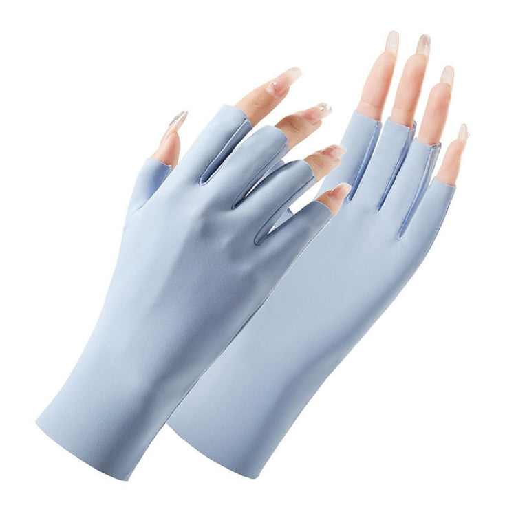 Ladies Sunscreen Gloves Half Finger Ice Silk Gloves,Style: Cent Finger(Blue) - Safety Gloves by PMC TechLife | Online Shopping South Africa | PMC TechLife | Buy Now Pay Later Mobicred