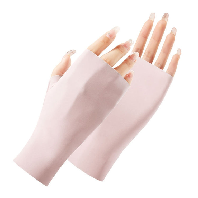 Ladies Sunscreen Gloves Half Finger Ice Silk Gloves,Style: Linked Finger(Pink) - Safety Gloves by PMC TechLife | Online Shopping South Africa | PMC TechLife | Buy Now Pay Later Mobicred