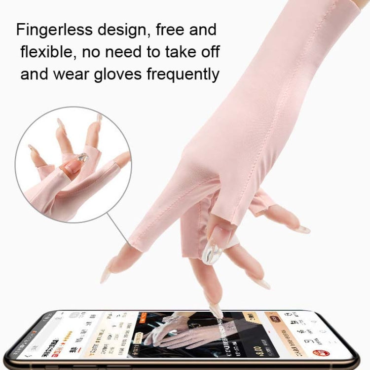 Ladies Sunscreen Gloves Half Finger Ice Silk Gloves,Style: Linked Finger(Blue) - Safety Gloves by PMC TechLife | Online Shopping South Africa | PMC TechLife | Buy Now Pay Later Mobicred