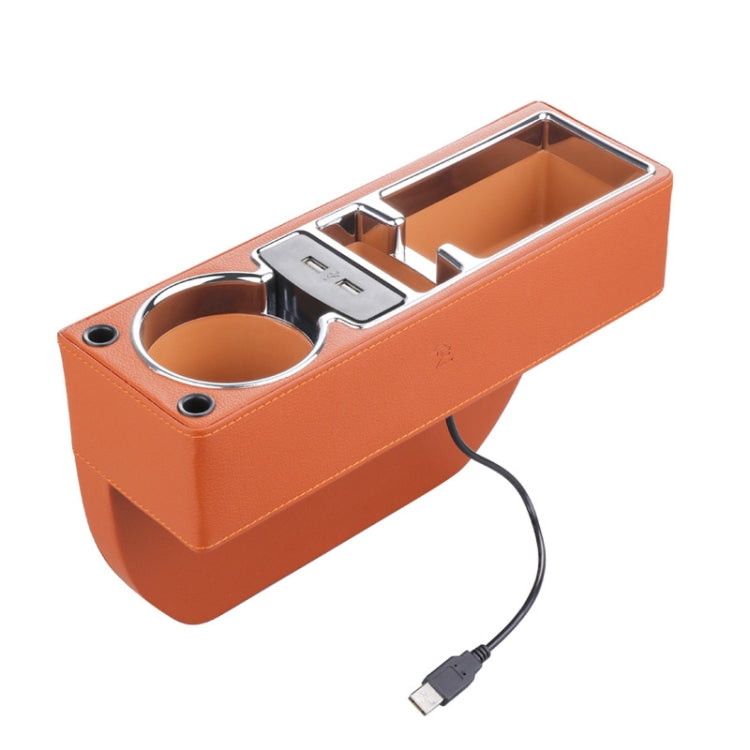 SUSISUN SNH010 Car Seat Gap Storage Box, Style:Positive Drive USB Charging(Brown) - Stowing Tidying by SUSISUN | Online Shopping South Africa | PMC TechLife | Buy Now Pay Later Mobicred