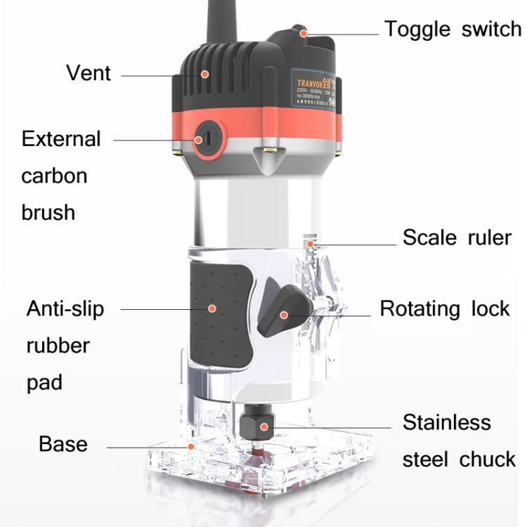 Woodworking Trimming Machine Multifunctional Electric Wood Milling Slotting Machine Engraving Tools US Plug, Material:720W Aluminum Body - Others by PMc TechLife | Online Shopping South Africa | PMc TechLife | Buy Now Pay Later Mobicred