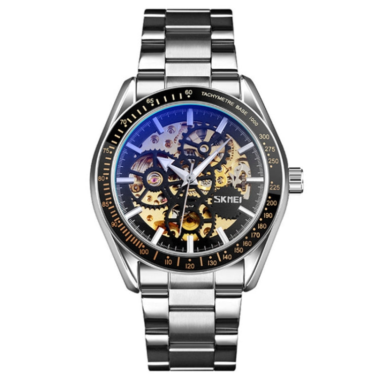 SKMEI 9194 Men Automatic Skeleton Mechanical Steel Band Watch (Silver) - free shipping - PMC TechLife - Order now!