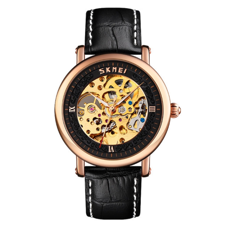 SKMEI 9229 Men Automatic Skeleton Mechanical Watch Thorough Bottom Student Watch(Rose Gold Shell Black Face) - free shipping - PMC TechLife - Order now!