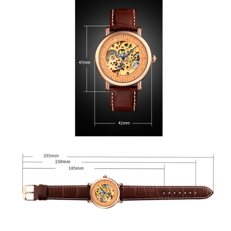 SKMEI 9229 Men Automatic Skeleton Mechanical Watch Thorough Bottom Student Watch(Rose Gold Shell Black Face) - free shipping - PMC TechLife - Order now!