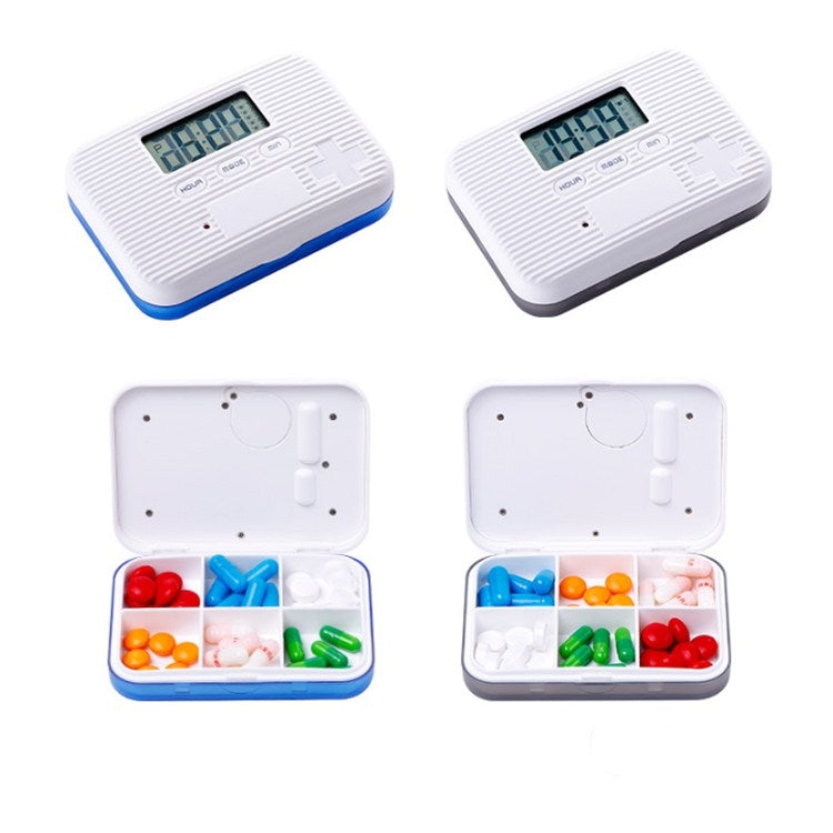 Regular Reminder Compartment Electronic Pill Box 6 Grid Electronic Version Mini Sealed Pill Box(Gray) - free shipping - PMC TechLife - Order now!