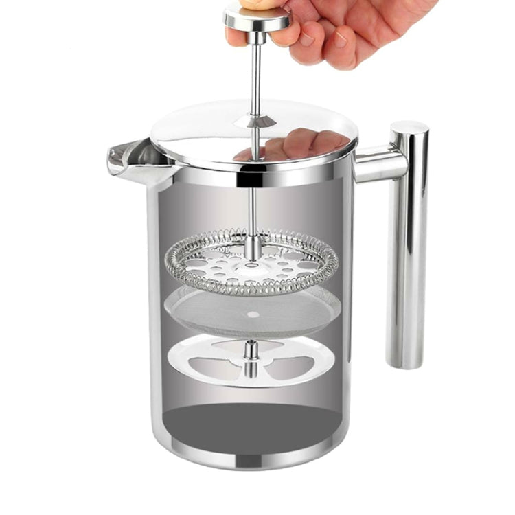 304 Stainless Steel French Pressure Coffee Pot Hand Made Tea Pot, Capacity:800ml - free shipping - PMC TechLife - Order now!
