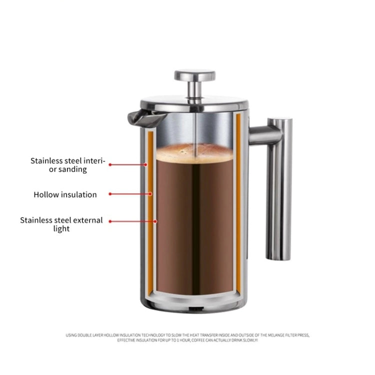 304 Stainless Steel French Pressure Coffee Pot Hand Made Tea Pot, Capacity:1000ml - free shipping - PMC TechLife - Order now!