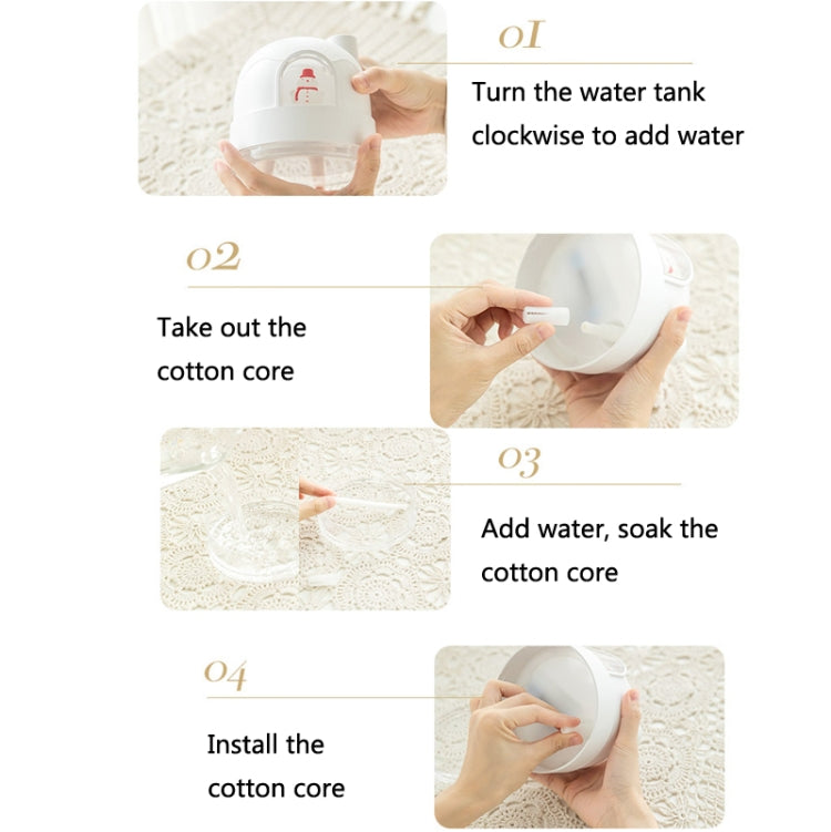 ZAY-H006 Charge Snowman Humidifier Night Light USB Mute Cute Desktop Air Mini Atomizer Air Humidifier(White) - free shipping - PMC TechLife - Order now!