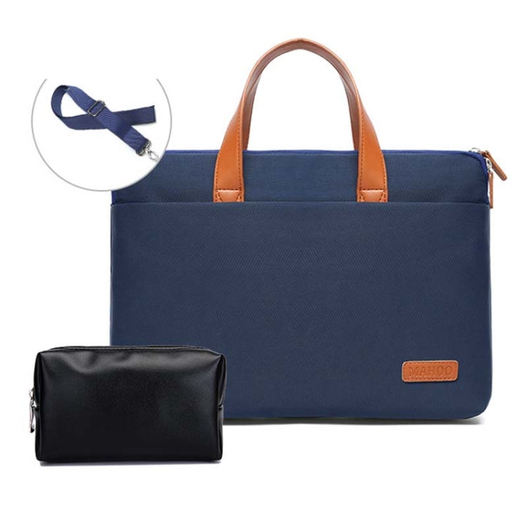 For MacBook 15.6-16.1 Inches MAHOO 10188 Ultra-Thin Hand Computer Bag Messenger Laptop Bag, Color:Dark Blue+Black PU Power Bag - 15.6 - 17 inch by PMC Jewellery | Online Shopping South Africa | PMC Jewellery | Buy Now Pay Later Mobicred