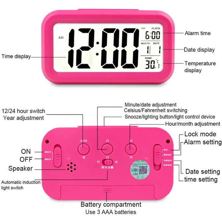 Temperature Type Lazy Snooze Alarm Mute Backlit Electronic Clock(Black) - Alarm Clocks by PMc TechLife | Online Shopping South Africa | PMc TechLife | Buy Now Pay Later Mobicred