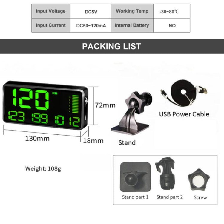 Kingneed C90 5.5inch HUD Car Head-up Display GPS Car Universal Mileage Speed Meter Speeding Alarm / GPS Satellite Speed Measurement(Black) - free shipping - PMC TechLife - Order now!