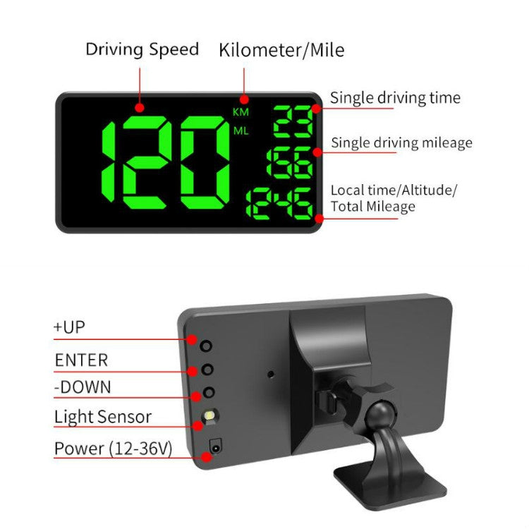 C1090 6.2 inch HUD Car Head-up Display GPS Car Universal Mileage Speed Meter Speeding Alarm / GPS Satellite Speed Measurement(Black) - free shipping - PMC TechLife - Order now!
