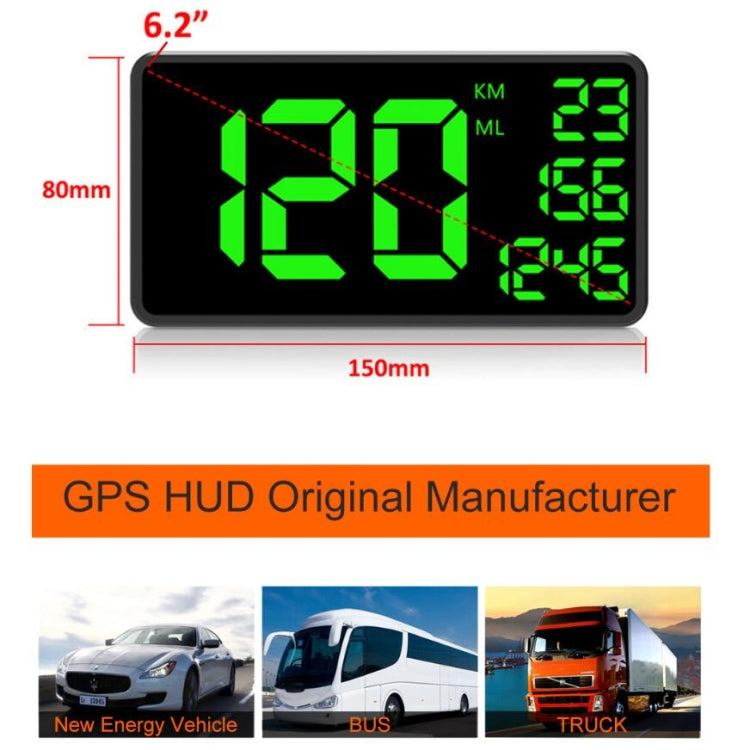 C1090 6.2 inch HUD Car Head-up Display GPS Car Universal Mileage Speed Meter Speeding Alarm / GPS Satellite Speed Measurement(Black) - free shipping - PMC TechLife - Order now!