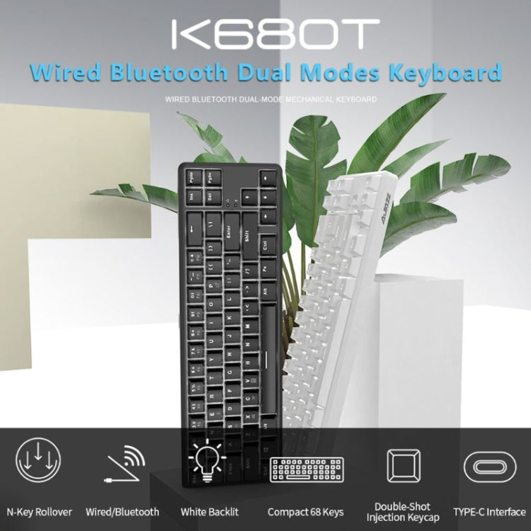 Ajazz K680T Mini USB Wired Dual-mode Charging 68-keys Laptop Bluetooth Mechanical Keyboard, Cable Length: 1.6m, Style:Green Shaft(Black) - free shipping - PMC Jewellery - Order now!