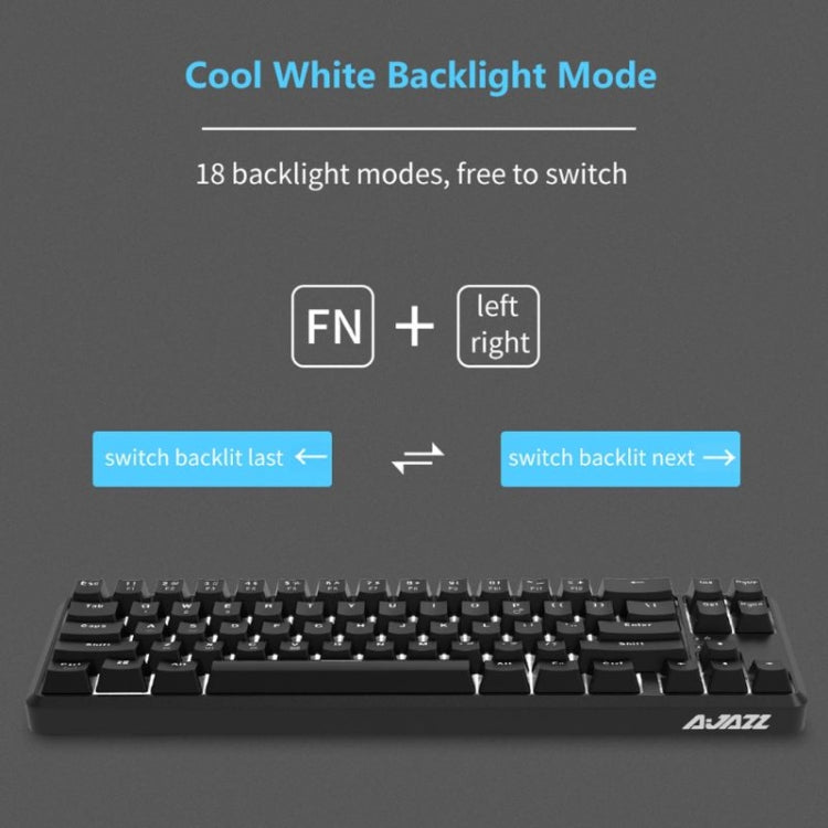Ajazz K680T Mini USB Wired Dual-mode Charging 68-keys Laptop Bluetooth Mechanical Keyboard, Cable Length: 1.6m, Style:Green Shaft(Black) - free shipping - PMC Jewellery - Order now!