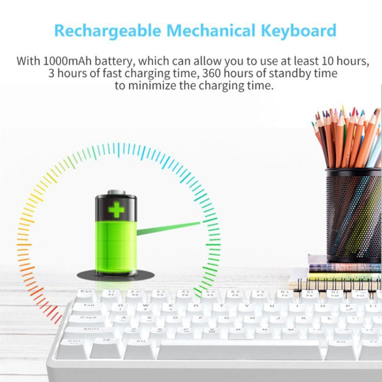 Ajazz K680T Mini USB Wired Dual-mode Charging 68-keys Laptop Bluetooth Mechanical Keyboard, Cable Length: 1.6m, Style:Tea Shaft(White) - free shipping - PMC Jewellery - Order now!