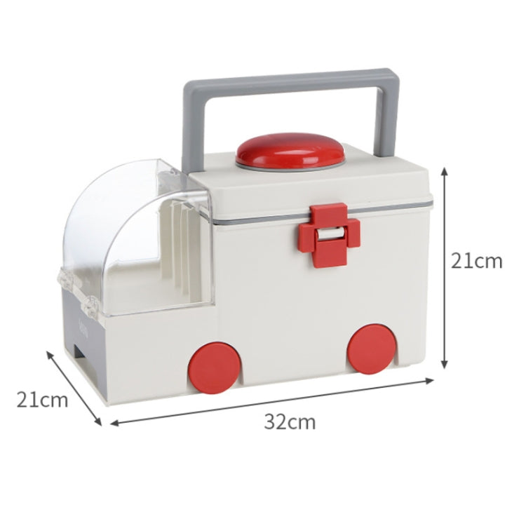 Ambulance First Aid Box Family Medicine Box Household Large Double-layer Medicine Box(White) - free shipping - PMC TechLife - Order now!