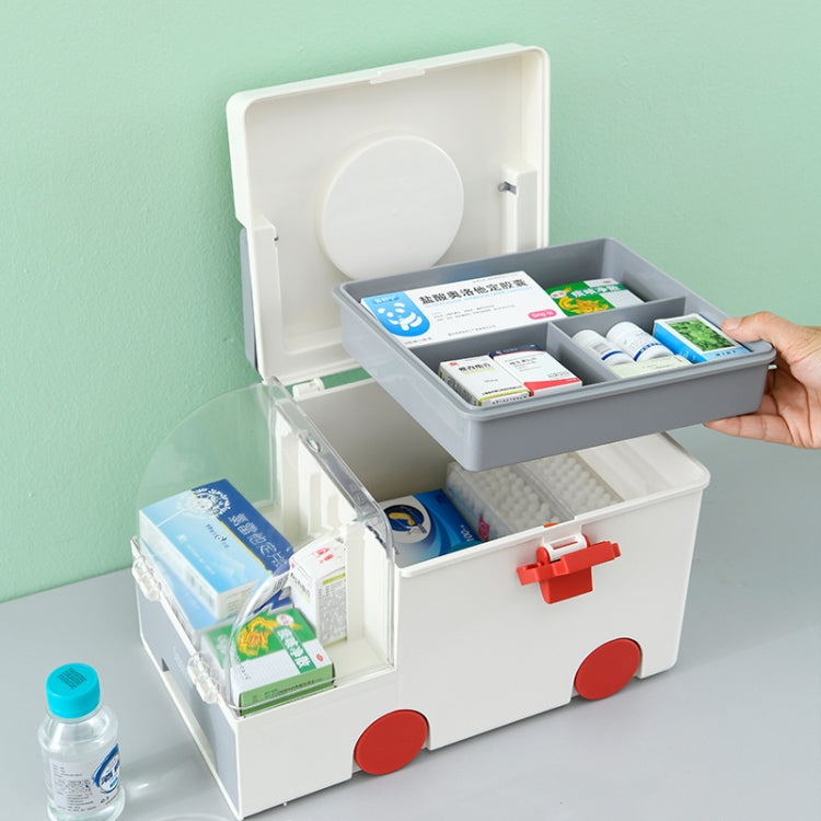 Ambulance First Aid Box Family Medicine Box Household Large Double-layer Medicine Box(White) - free shipping - PMC TechLife - Order now!