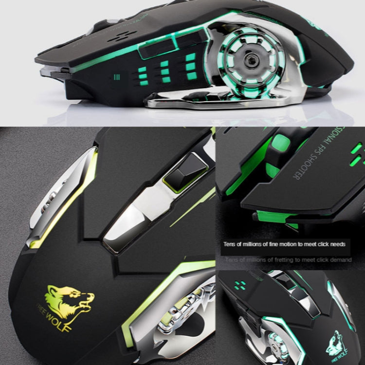 FREEDOM-WOLF X8 2400 DPI 6 Keys 2.4G Wireless Charging Silent Luminous Gaming Mechanical Mouse(Metal Grey) - Wireless Mice by PMC Jewellery | Online Shopping South Africa | PMC Jewellery | Buy Now Pay Later Mobicred