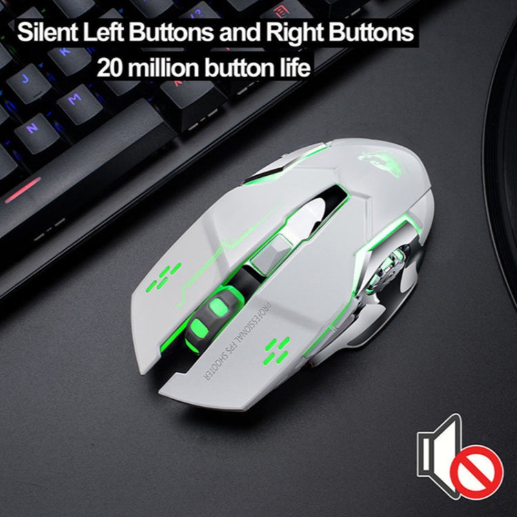 FREEDOM-WOLF X8 2400 DPI 6 Keys 2.4G Wireless Charging Silent Luminous Gaming Mechanical Mouse(Metal Grey) - Wireless Mice by PMC Jewellery | Online Shopping South Africa | PMC Jewellery | Buy Now Pay Later Mobicred