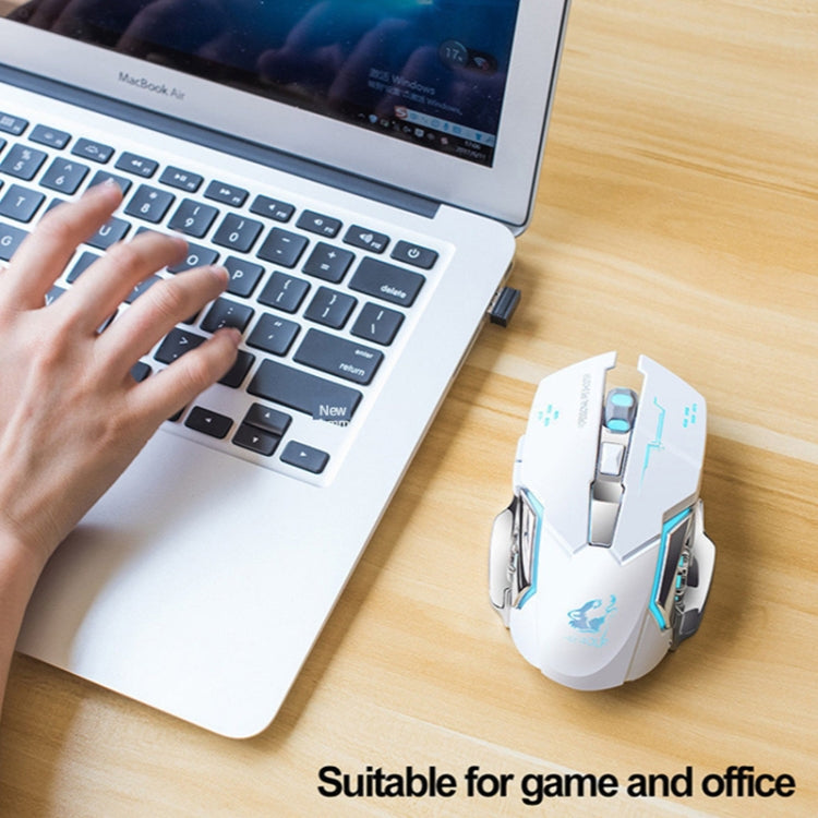 FREEDOM-WOLF X8 2400 DPI 6 Keys 2.4G Wireless Charging Silent Luminous Gaming Mechanical Mouse(Metal Grey) - Wireless Mice by PMC Jewellery | Online Shopping South Africa | PMC Jewellery | Buy Now Pay Later Mobicred