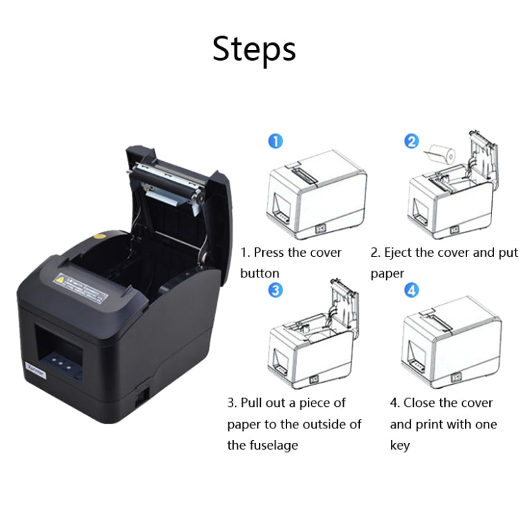 Xprinter XP-A160M Thermal Printer Catering Bill POS Cash Register Printer, Style:EU Plug(Network Port LAN) - free shipping - PMC Jewellery - Order now!