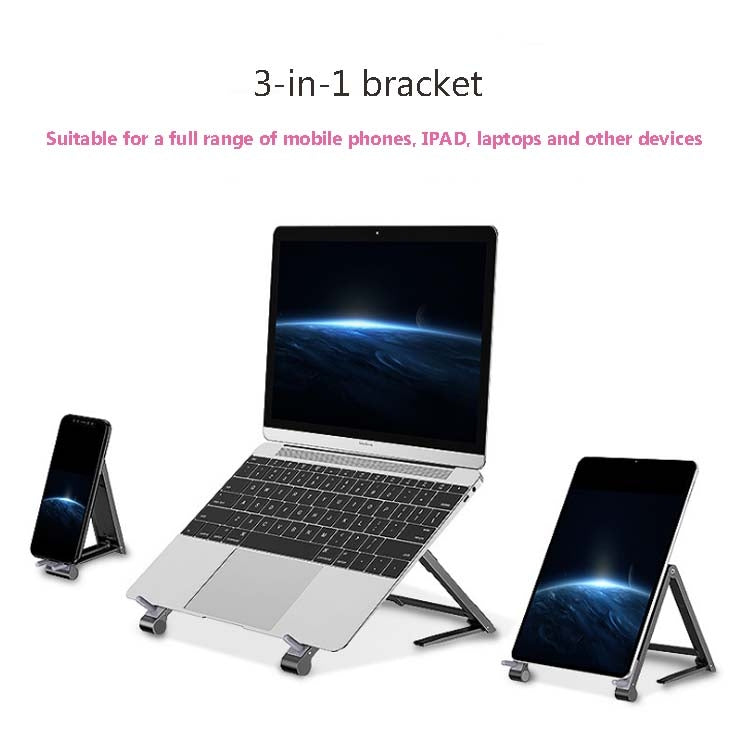 Metal Laptop Stand Computer Cooling Folding Mini Flat Raised Bracket(Gray) - Laptop Stand by PMC Jewellery | Online Shopping South Africa | PMC Jewellery | Buy Now Pay Later Mobicred