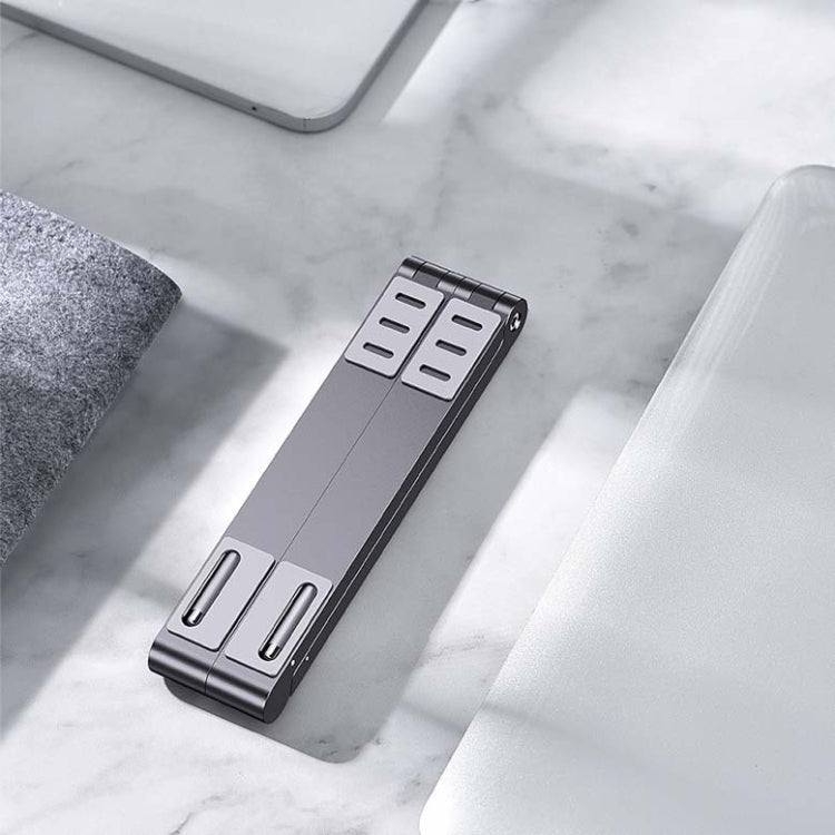 Metal Laptop Stand Computer Cooling Folding Mini Flat Raised Bracket(Gray) - Laptop Stand by PMC Jewellery | Online Shopping South Africa | PMC Jewellery | Buy Now Pay Later Mobicred