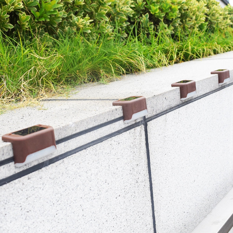 4 PCS Solar Railing Light Staircase Light Outdoor Waterproof LED Step Light Garden Decoration Landscape Light, Warm White Light(Brown) - Street Lights by PMC TechLife | Online Shopping South Africa | PMC TechLife | Buy Now Pay Later Mobicred