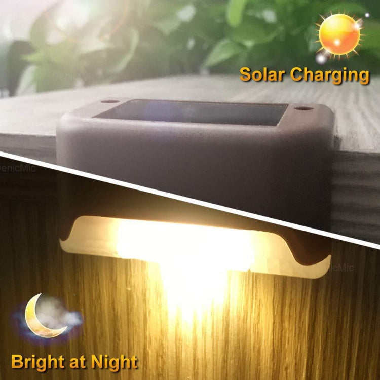 4 PCS Solar Railing Light Staircase Light Outdoor Waterproof LED Step Light Garden Decoration Landscape Light, Warm White Light(Brown) - Street Lights by PMC TechLife | Online Shopping South Africa | PMC TechLife | Buy Now Pay Later Mobicred