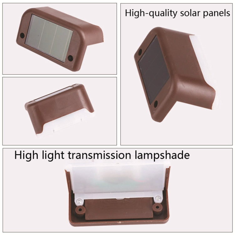 4 PCS Solar Railing Light Staircase Light Outdoor Waterproof LED Step Light Garden Decoration Landscape Light, Warm White Light(Brown) - Street Lights by PMC TechLife | Online Shopping South Africa | PMC TechLife | Buy Now Pay Later Mobicred