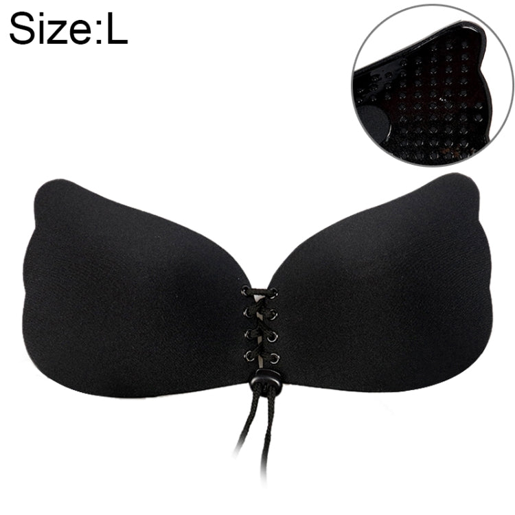 Women Self-Adhesive Strapless Bandage Blackless Solid Bra Silicone Underwear Invisible Bra, Size:L (T Black) - free shipping - PMC TechLife - Order now!