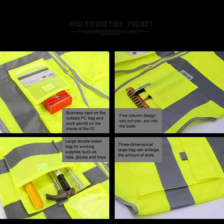 Multi-pockets Safety Vest Reflective Workwear Clothing, Size:L-Chest 118cm(Yellow) - free shipping - PMC Jewellery - Order now!