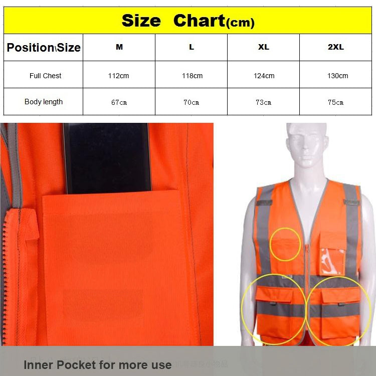 Multi-pockets Safety Vest Reflective Workwear Clothing, Size:M-Chest 112cm(Orange) - Reflective Safety Clothing by PMC Jewellery | Online Shopping South Africa | PMC Jewellery | Buy Now Pay Later Mobicred