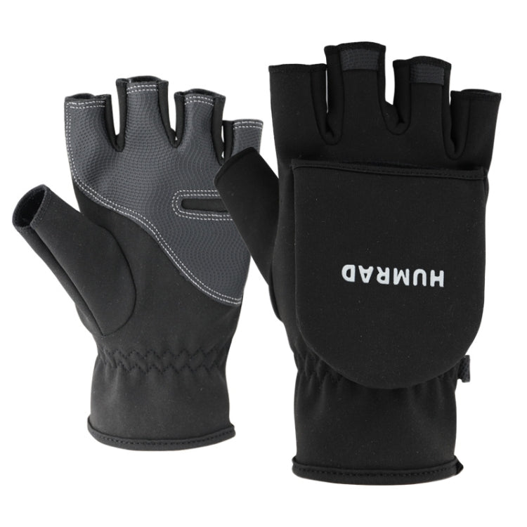 HUMRAO Winter Half-Finger Flip Cover Warm Gloves For Outdoor Sports Skiing And Cycling, Size:L(Black) - Cycling Gloves by HUMRAO | Online Shopping South Africa | PMc TechLife | Buy Now Pay Later Mobicred