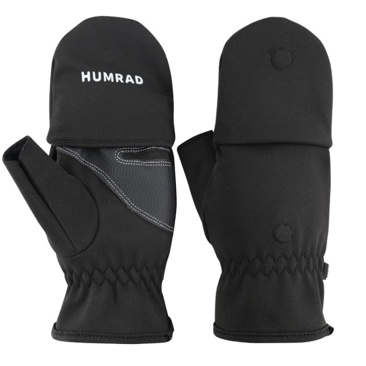 HUMRAO Winter Half-Finger Flip Cover Warm Gloves For Outdoor Sports Skiing And Cycling, Size:L(Black) - Cycling Gloves by HUMRAO | Online Shopping South Africa | PMc TechLife | Buy Now Pay Later Mobicred