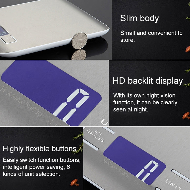 BOH-2012 Digital Multi-function Stainless Steel Food Kitchen Scale with LCD Display, Specification: 10kg/1g(Rose Gold) - Kitchen Scales by PMC Jewellery | Online Shopping South Africa | PMC Jewellery | Buy Now Pay Later Mobicred