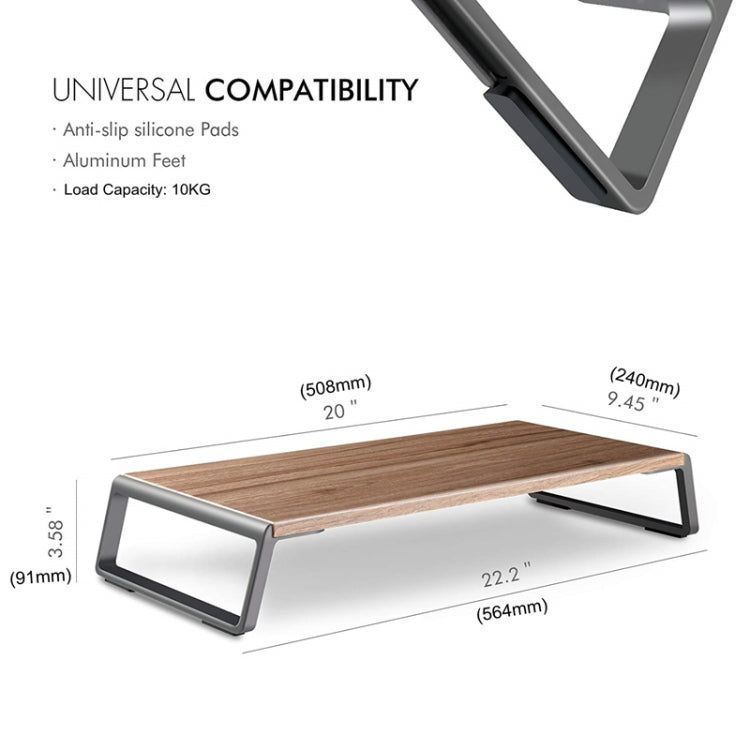 Monitor Stand Riser with Metal Feet for iMac MacBook LCD Display Printer, Lapdesk Tabletop Organizer Sturdy Platform Save Space(Light Wood Grain) - Laptop Stand by PMC Jewellery | Online Shopping South Africa | PMC Jewellery | Buy Now Pay Later Mobicred