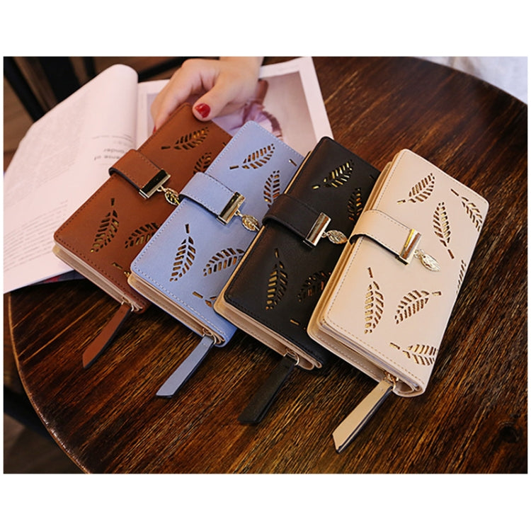 Long Gold Hollow Leaves Coin Purse Card Holders Wallet for Women(Apricot) - Wallets by PMC TechLife | Online Shopping South Africa | PMC TechLife | Buy Now Pay Later Mobicred
