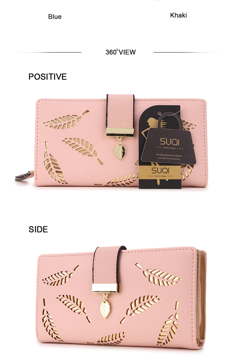 Long Gold Hollow Leaves Coin Purse Card Holders Wallet for Women(Apricot) - Wallets by PMC TechLife | Online Shopping South Africa | PMC TechLife | Buy Now Pay Later Mobicred