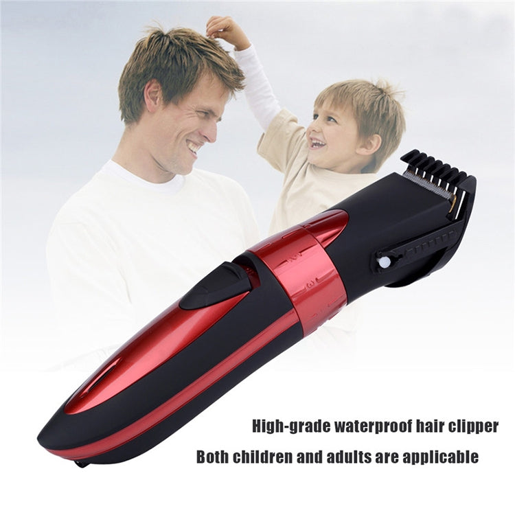 Waterproof Electric Hair Clipper Rechargeable Hair Trimmer Hair Cutting Machine Haircut Beard Trimer, EU Plug(Red) - free shipping - PMC TechLife - Order now!