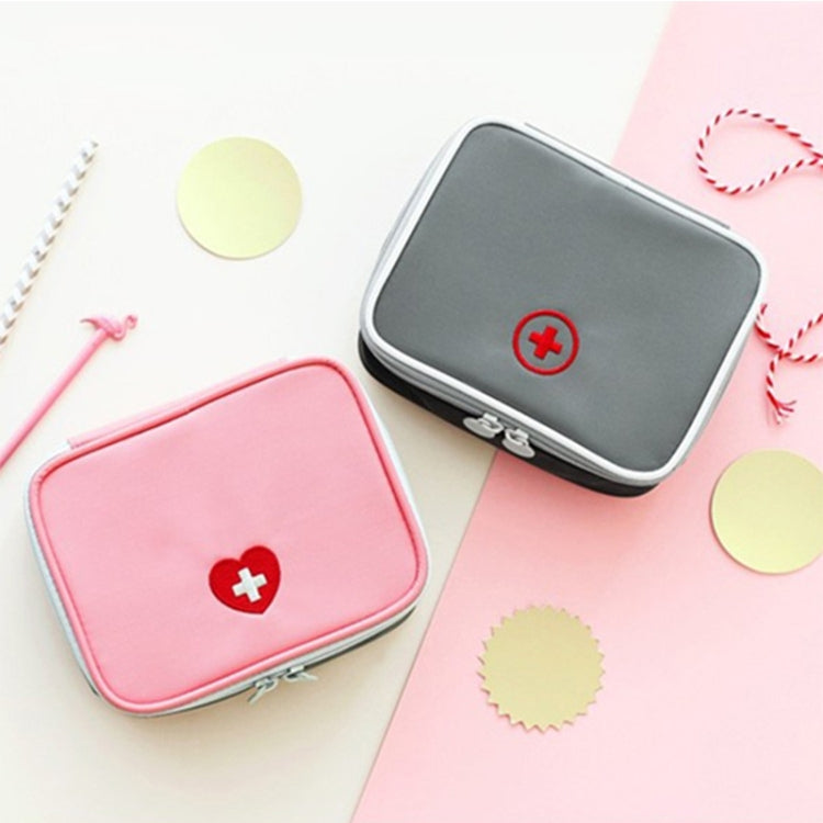 Cute Heart Mini Medicine Bag First Aid Emergency Kits Organizer Outdoor Household Pill Bag, Size: 13x10x4cm(Grey) - free shipping - PMC TechLife - Order now!